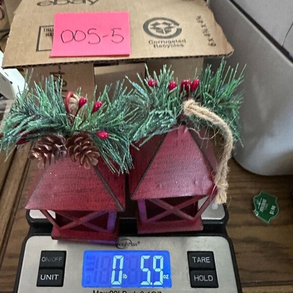 Christmas Lantern Ornament Set 5in Pinecone Berry Accents Holiday Rustic New Red - Picture 11 of 11